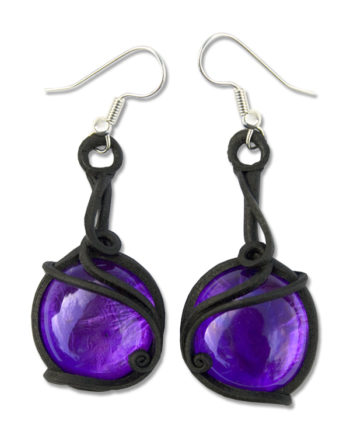 Ohrringe mit Glas (rund violett)